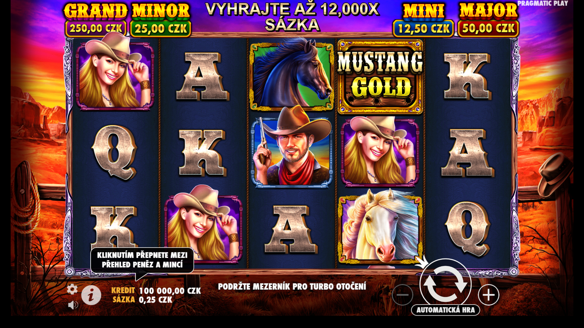 Bonusová hra s jackpotem v Mustang Gold